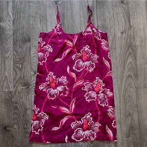 Lucky Brand by Dale Hope Hawaiian Hibiscus Belted Slip Dress Size L 100% Silk